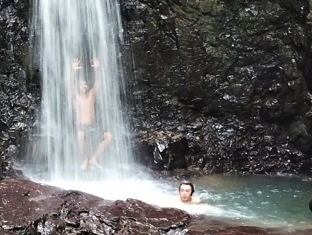 Hidden waterfall in the Costa Rican rainforest