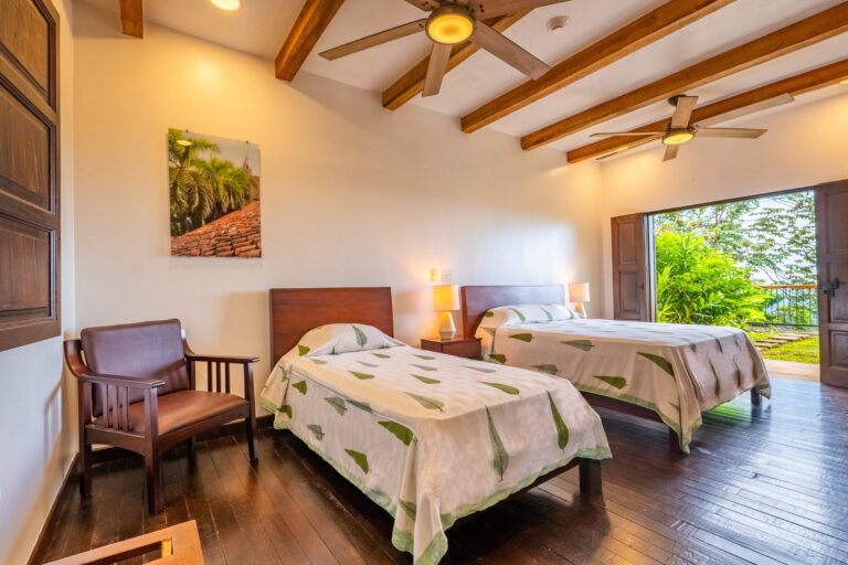 Don Diego room with twin beds, wooden beams and direct garden access, Hacienda Las Vainillas Costa Rica